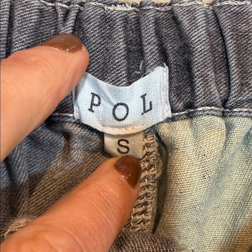 POL Women’s Printed Patchwork Leopard Denim Pants Gray/seafoam green Size Small - Picture 5 of 15
